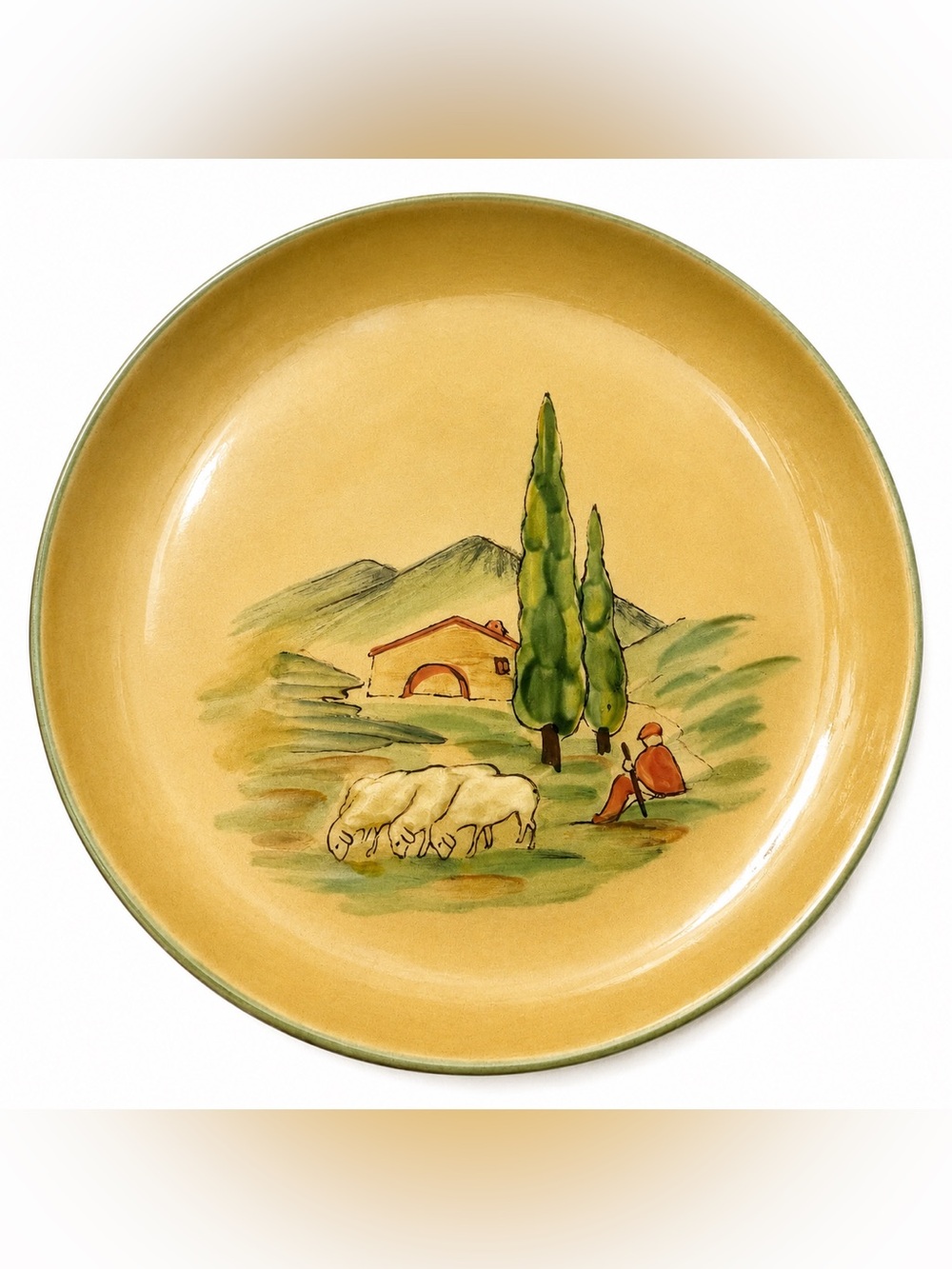 La Maison de Catherine Provence French Pottery Dinner Plate Shepherd Scenic 10”